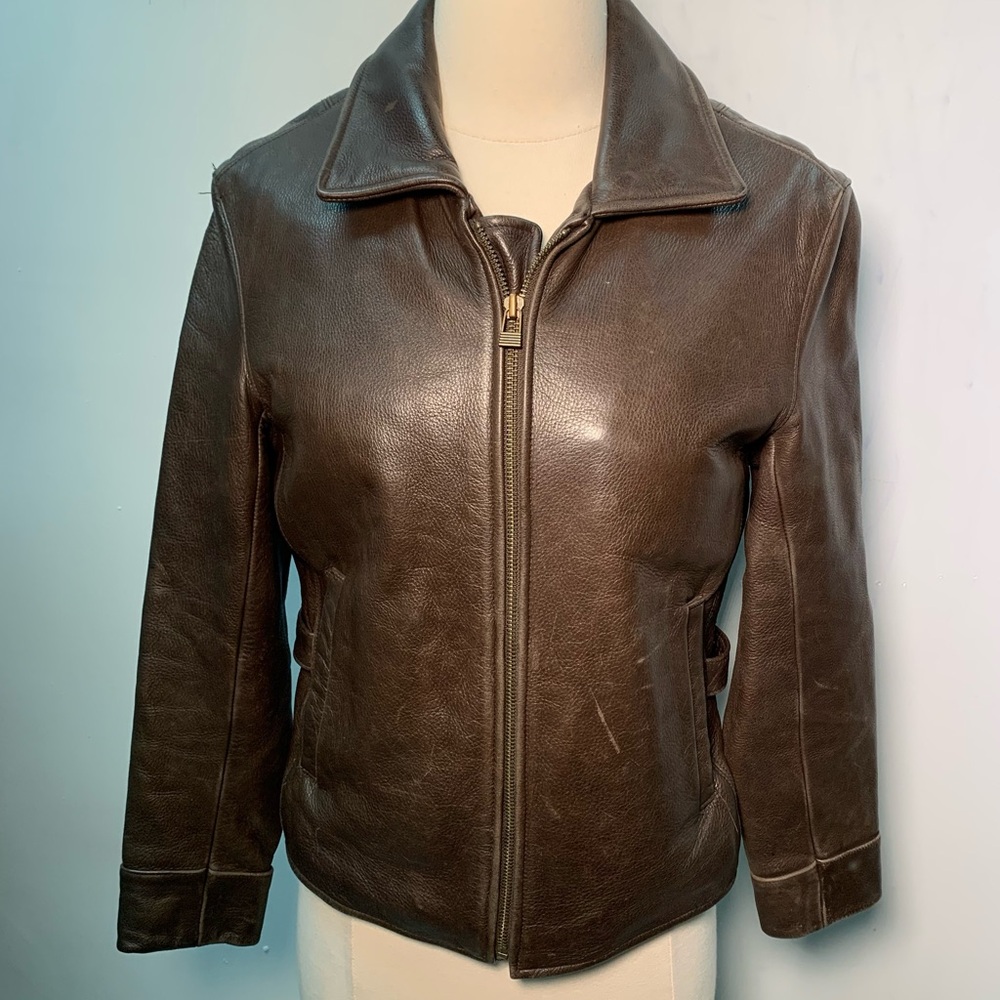 Eddie Bauer Brown Leather Utility Jacket